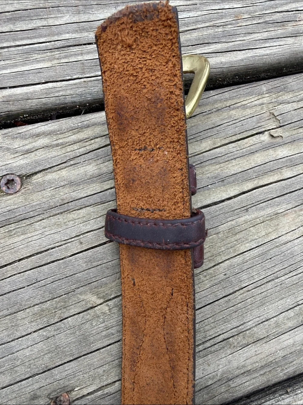 Brighton Dark Brown Leather Belt with Brass Double Buckle